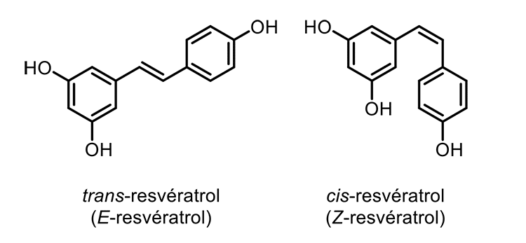 Resveratrol ci et trans : structures moléculaires